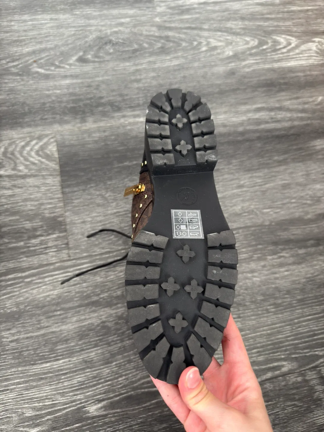 Michael Kors Brown Logo Combat Boots Size 6 image indicator(3)