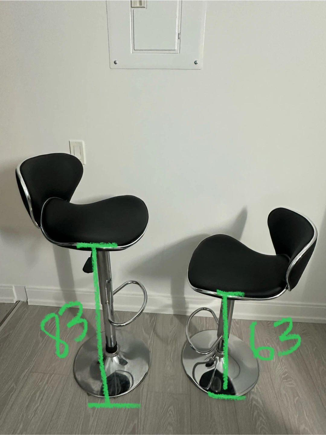 2 Black Adjustable Bar Stools - photo 5