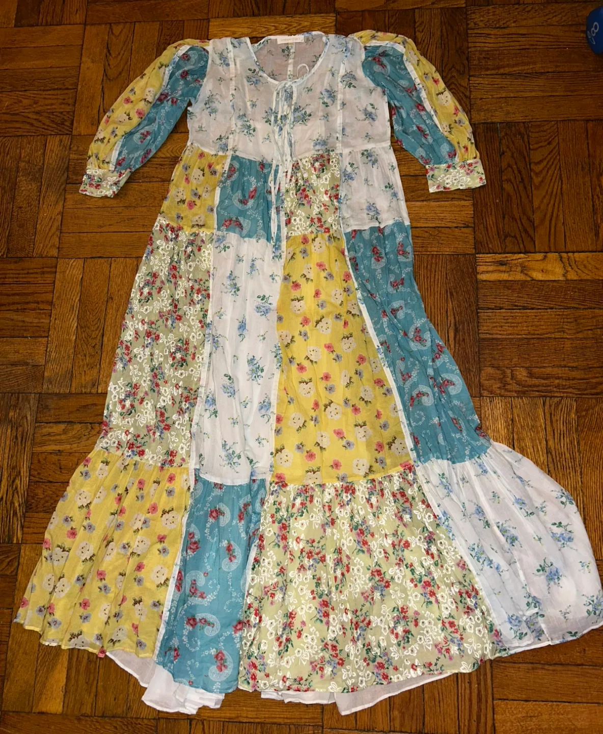 LoveShackFancy Floral Patchwork Maxi Dress - Size XS thumbnail