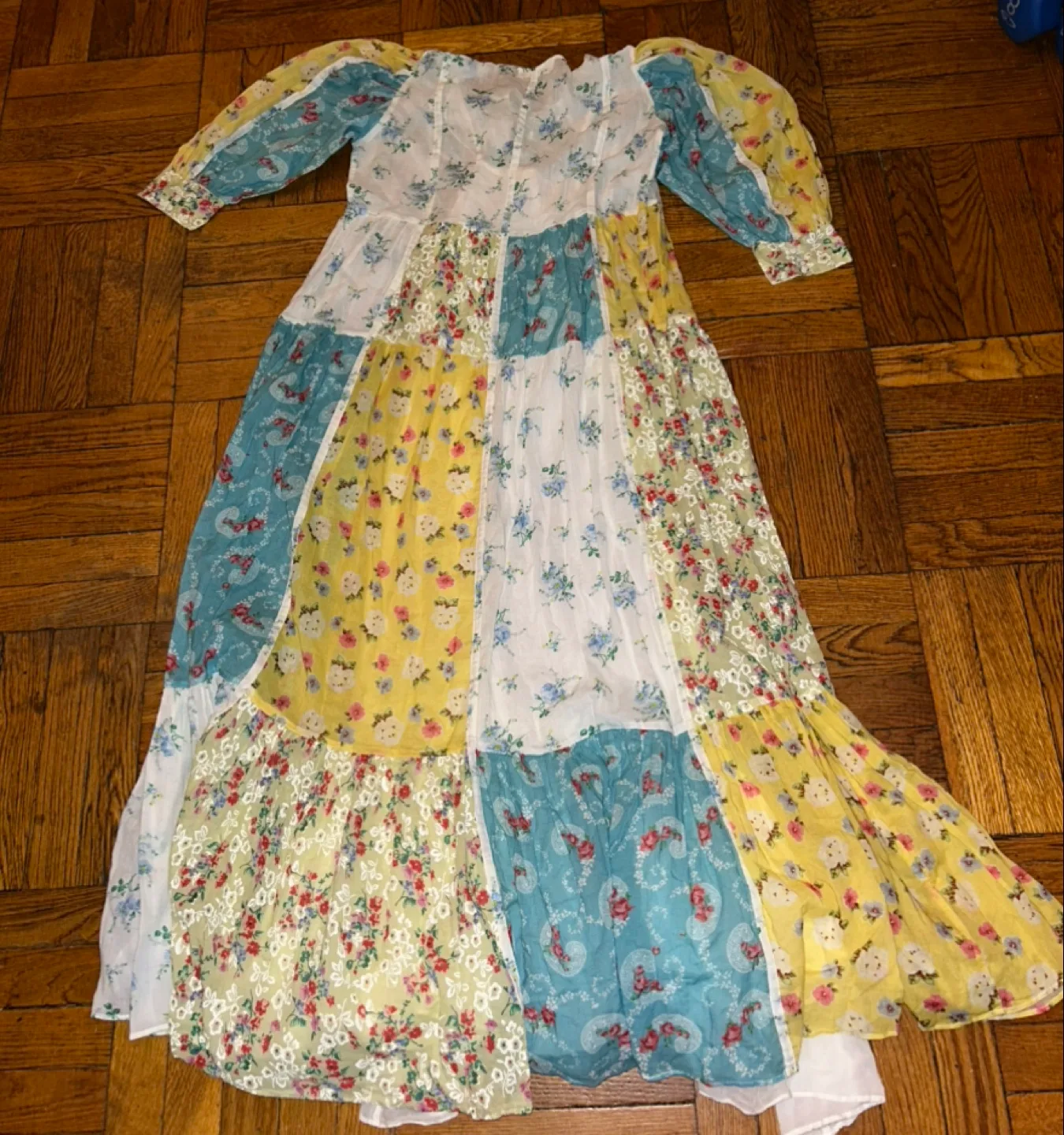 LoveShackFancy Floral Patchwork Maxi Dress - Size XS image indicator(2)