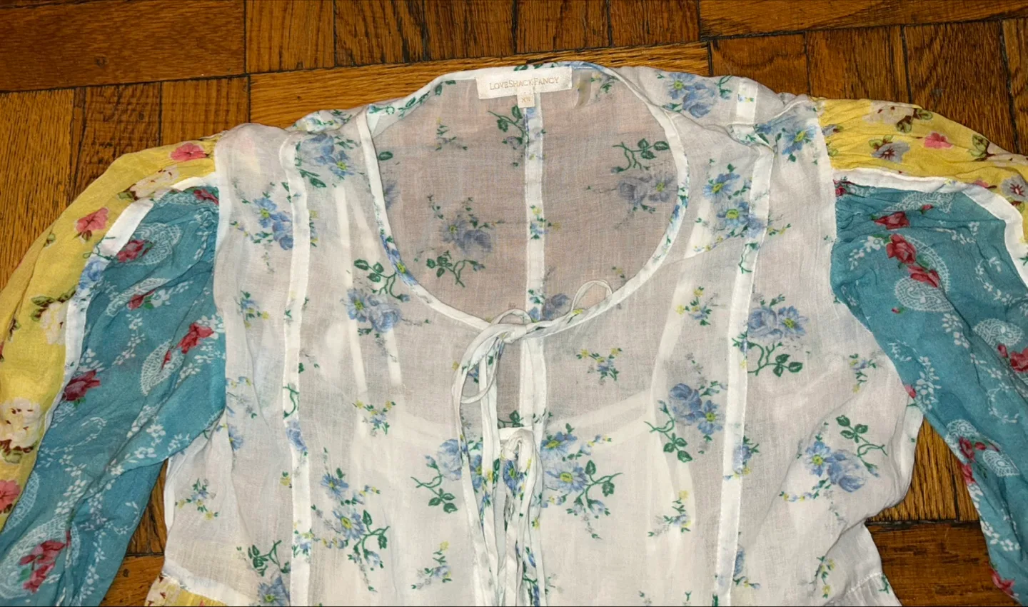 LoveShackFancy Floral Patchwork Maxi Dress - Size XS image indicator(3)