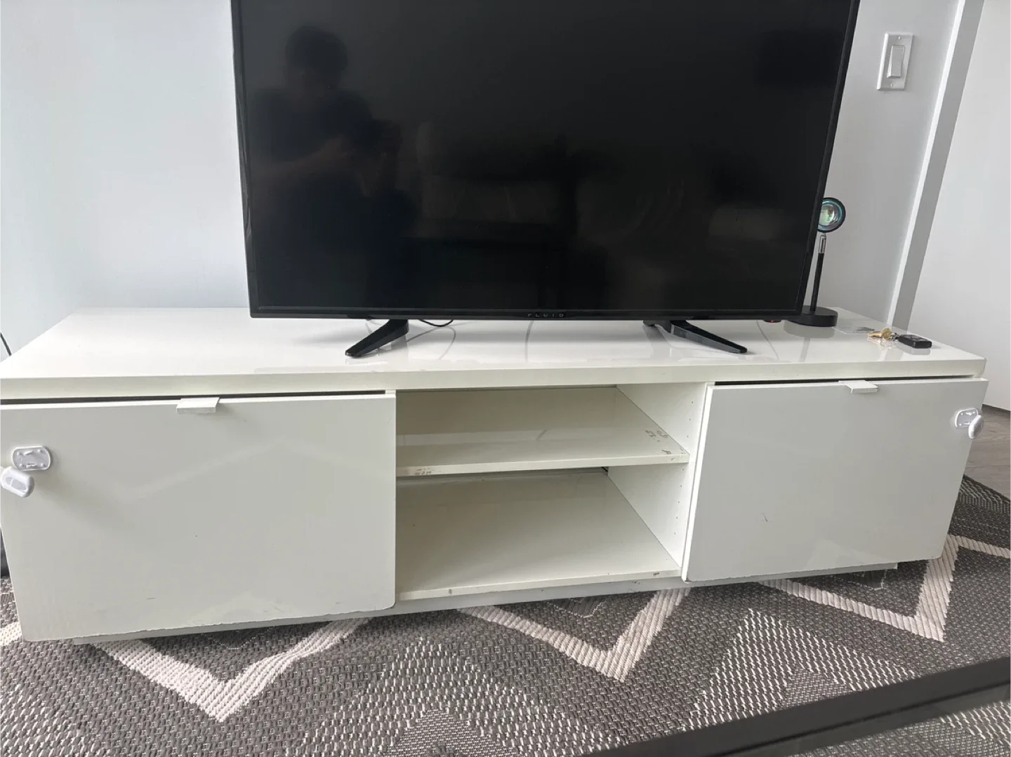 White TV Stand with Storage