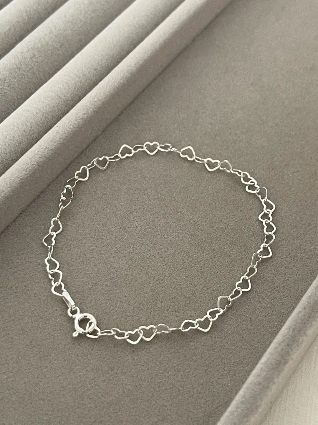 Italy 925 Silver Heart Chain Bracelet thumbnail