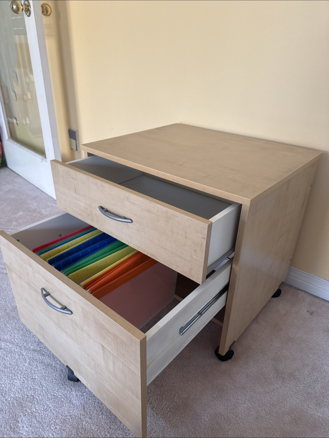 Light Wood 2-Drawer Rolling File Cabinet - photo 3