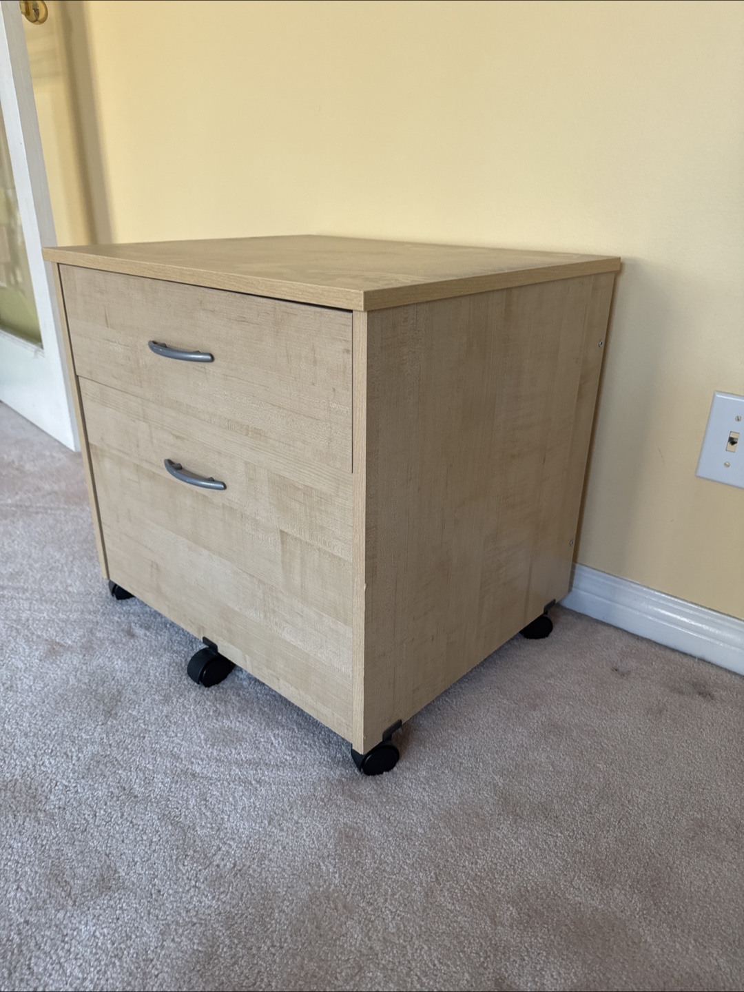 Light Wood 2-Drawer Rolling File Cabinet - photo 2