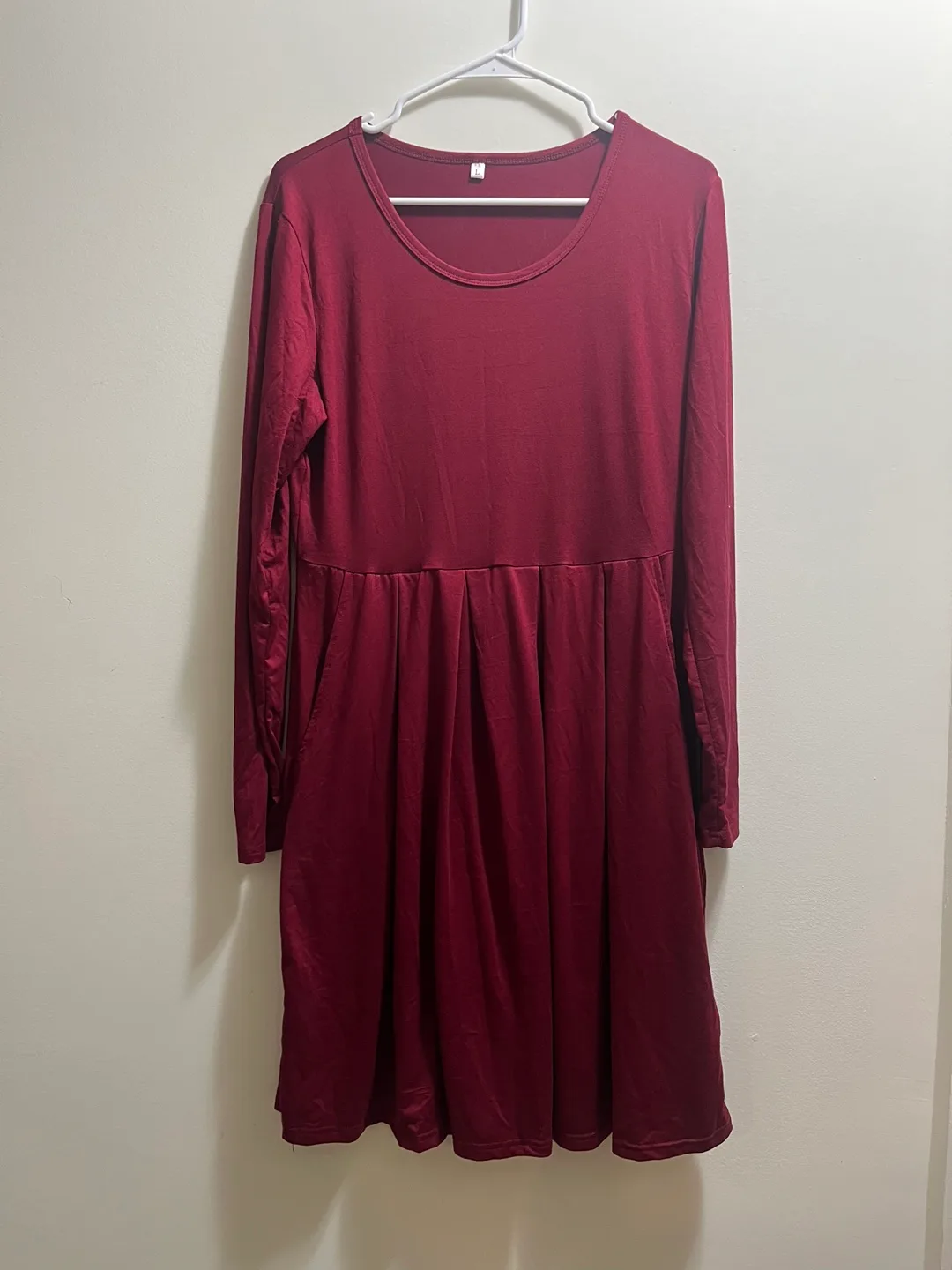 Elegant Burgundy Red Long Sleeve Dress sz L image indicator(2)