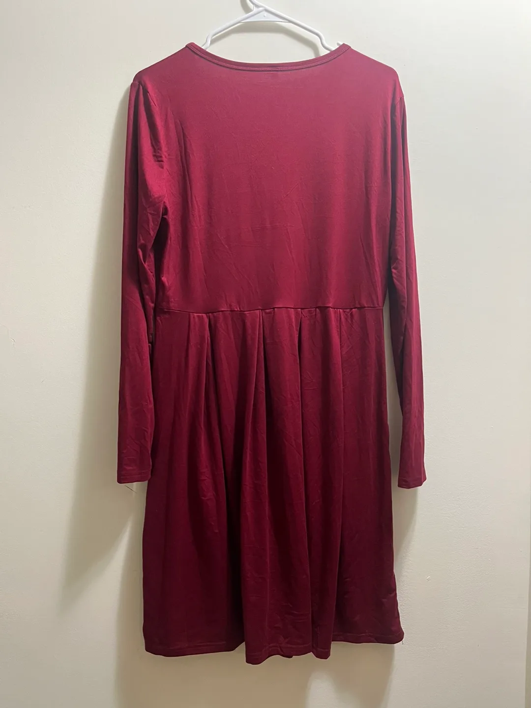 Elegant Burgundy Red Long Sleeve Dress sz L image indicator(3)
