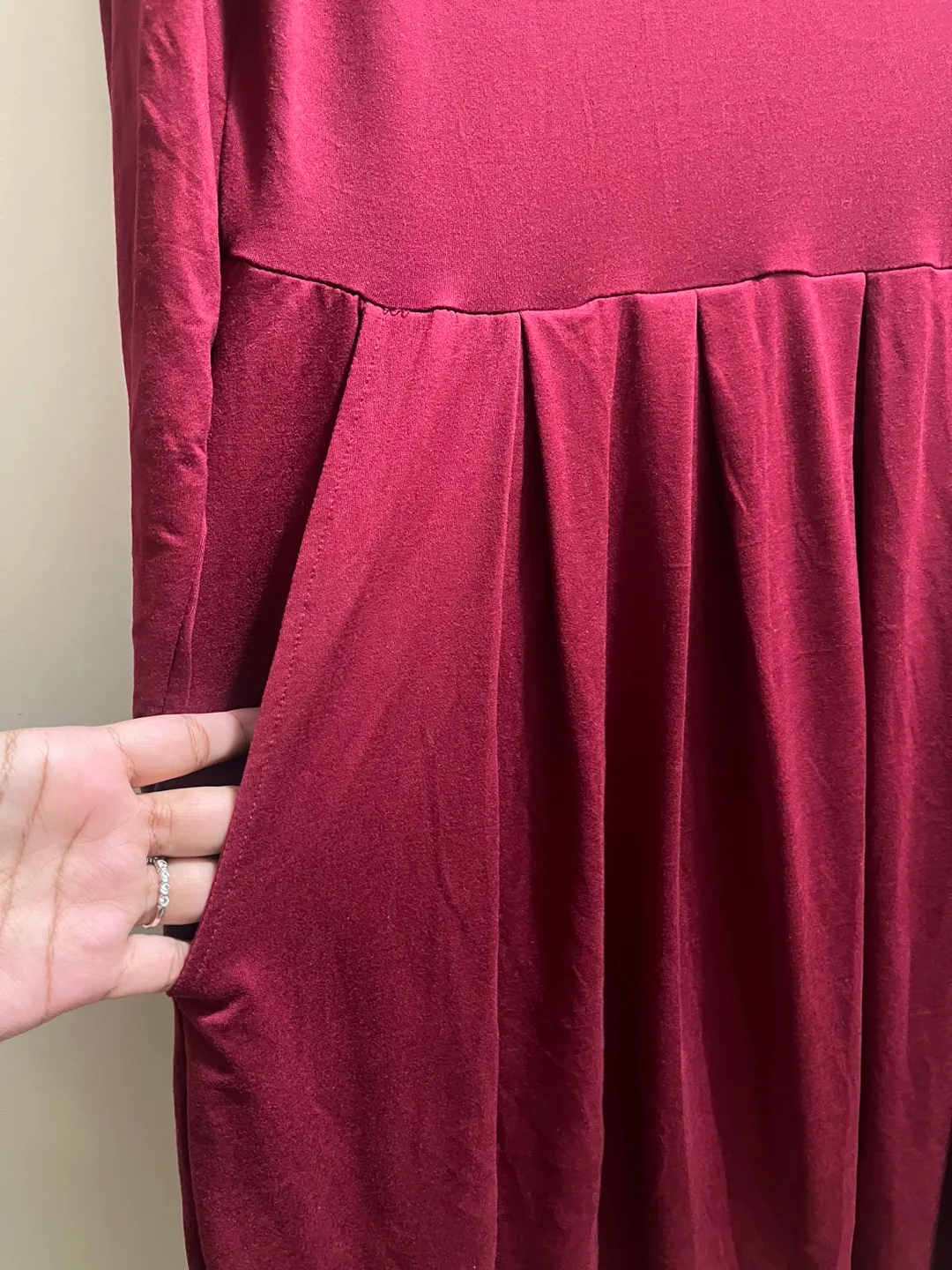 Elegant Burgundy Red Long Sleeve Dress sz L image indicator(4)