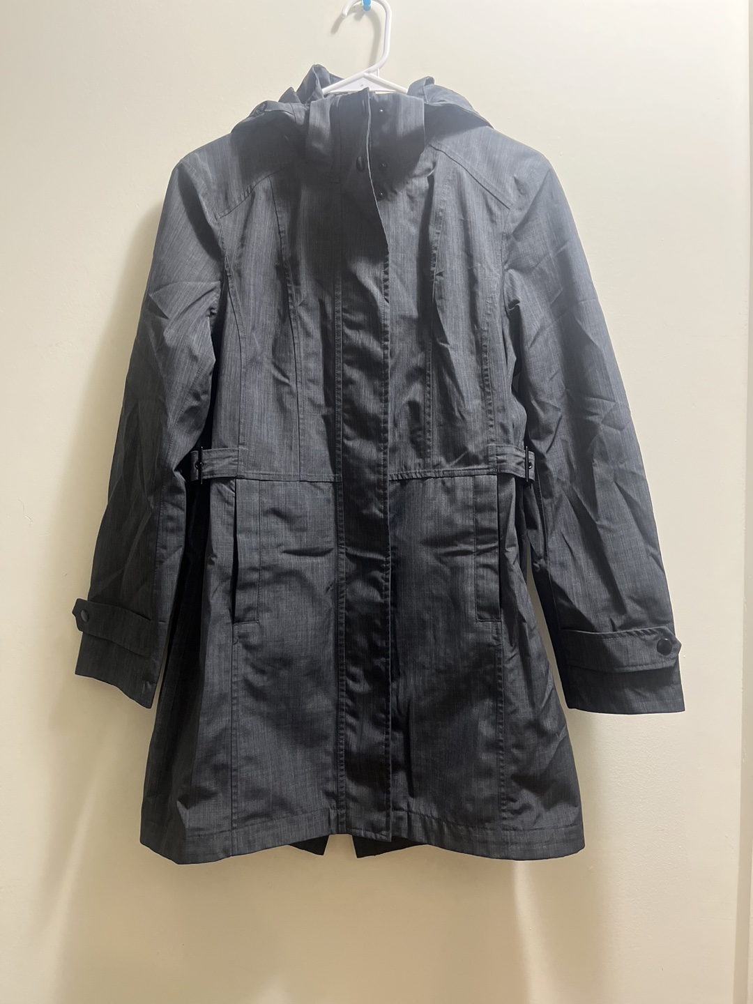 Kirkland Signature Womens Hooded Trench Coat Charcoal Size S - photo 5