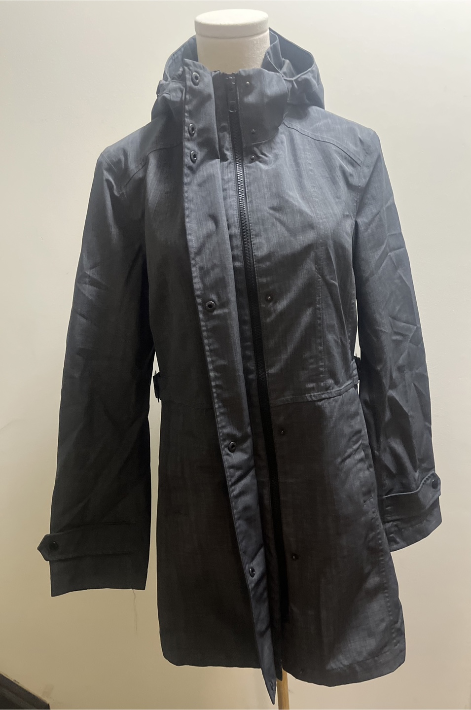 Kirkland Signature Womens Hooded Trench Coat Charcoal Size S - photo 4