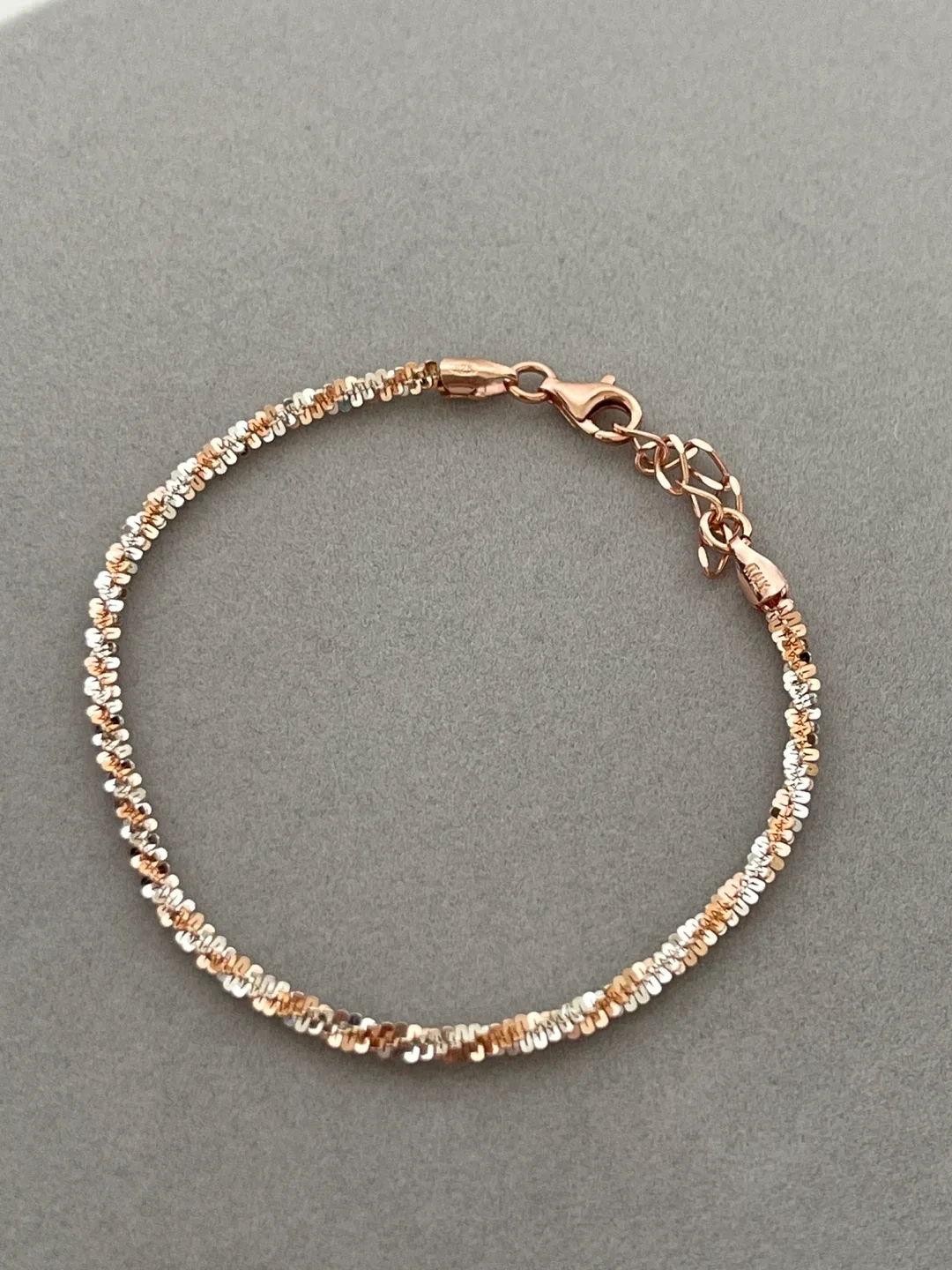 Italy 925 silver Rose Gold & Silver Bracelet thumbnail