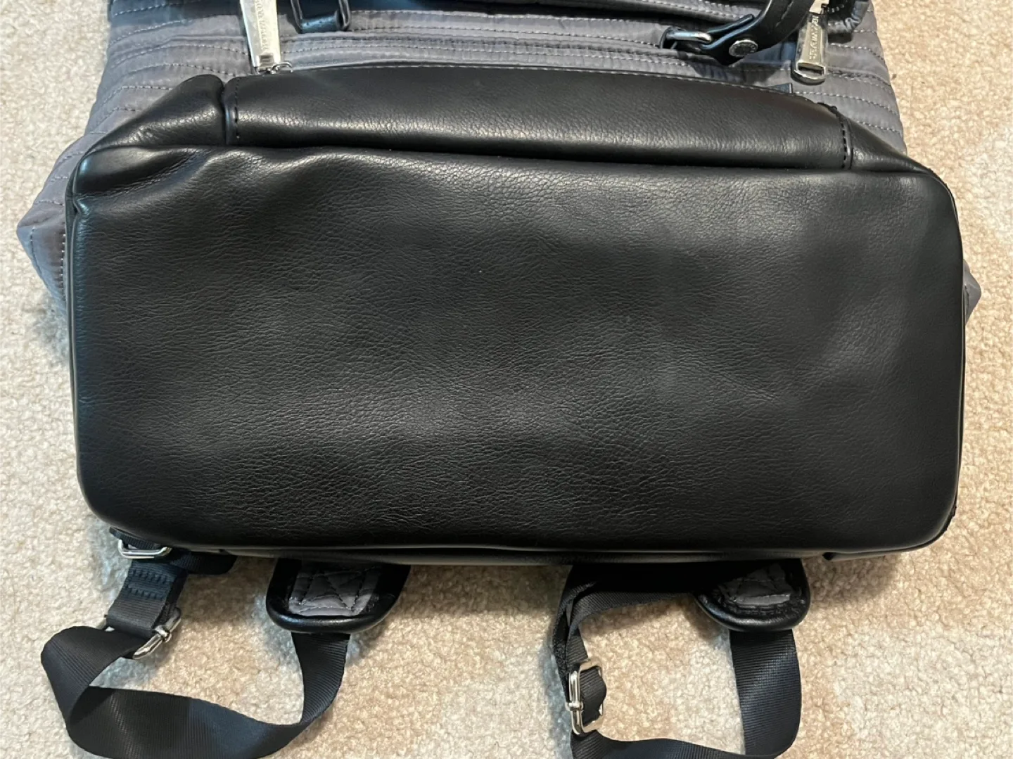 Steve Madden Quilted Nylon Backpack Tote Bag, Gray and Black image indicator(6)