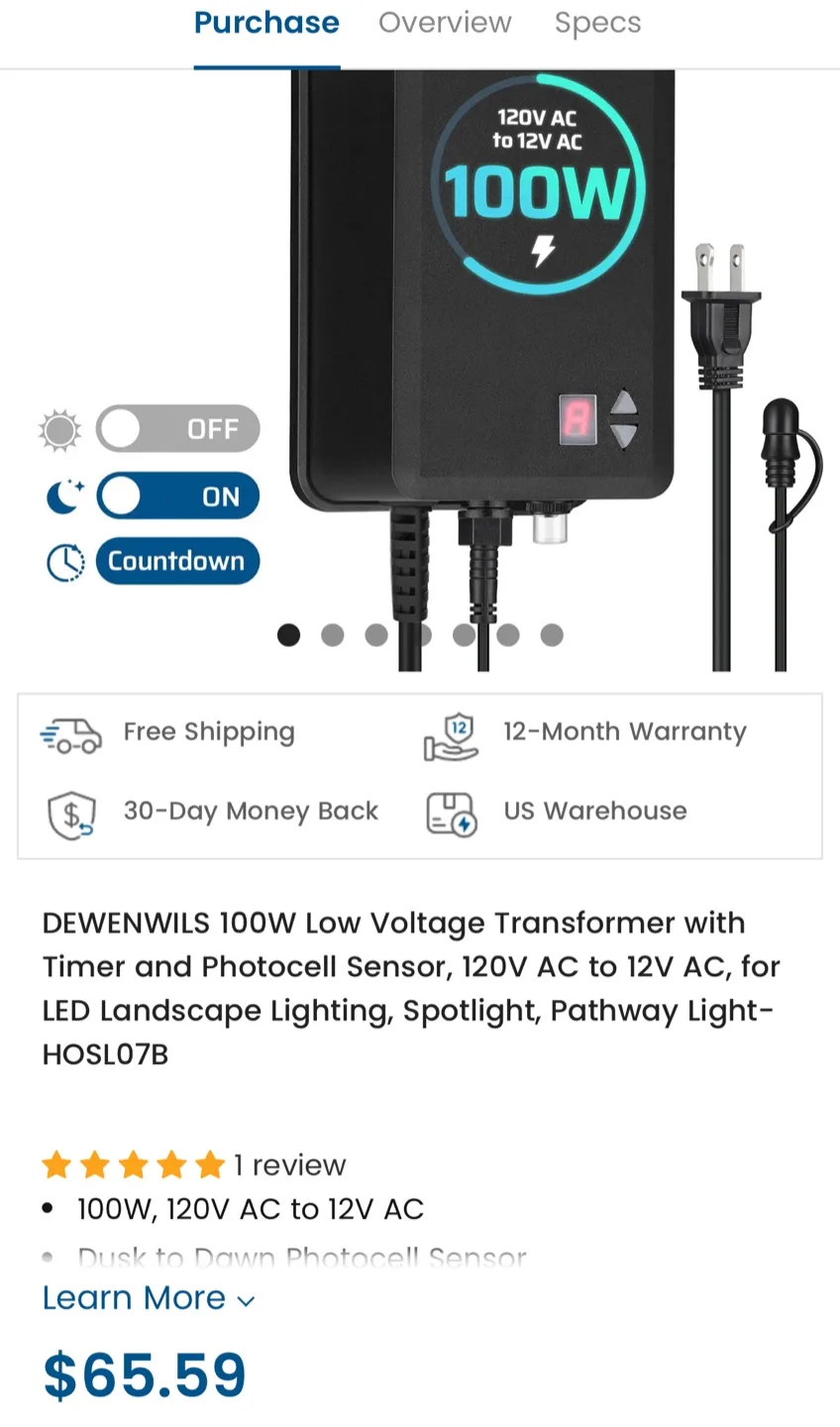 DEWENWILS 100W Low Voltage Transformer thumbnail
