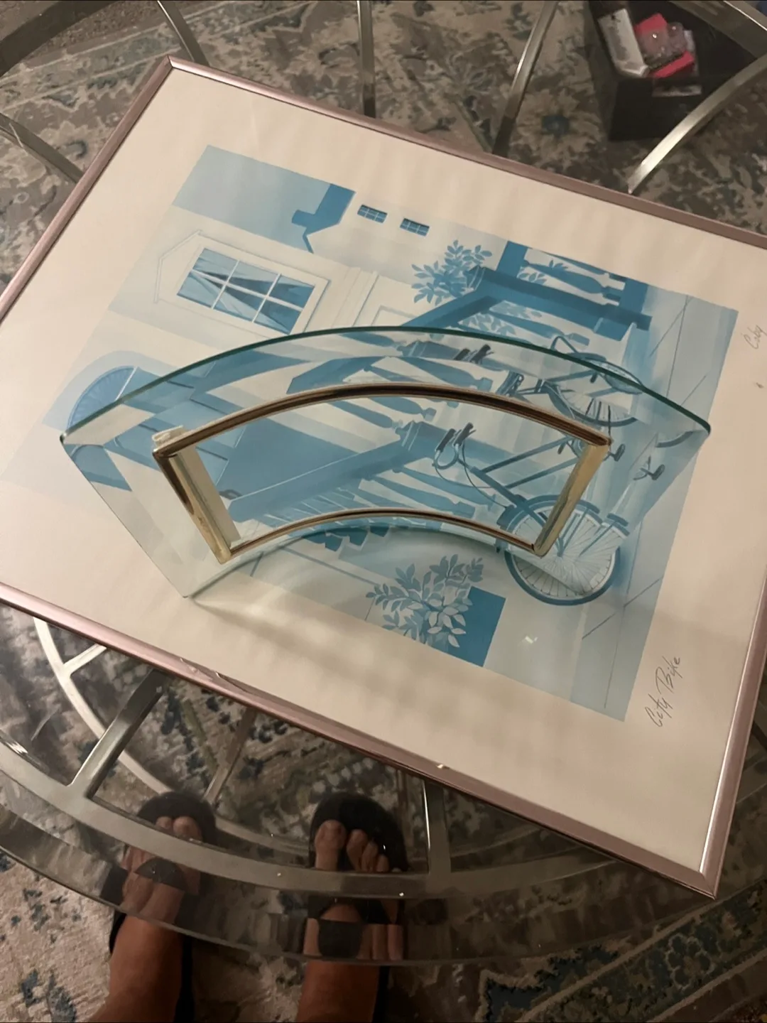Glass Picture Frame with Gold Trim thumbnail
