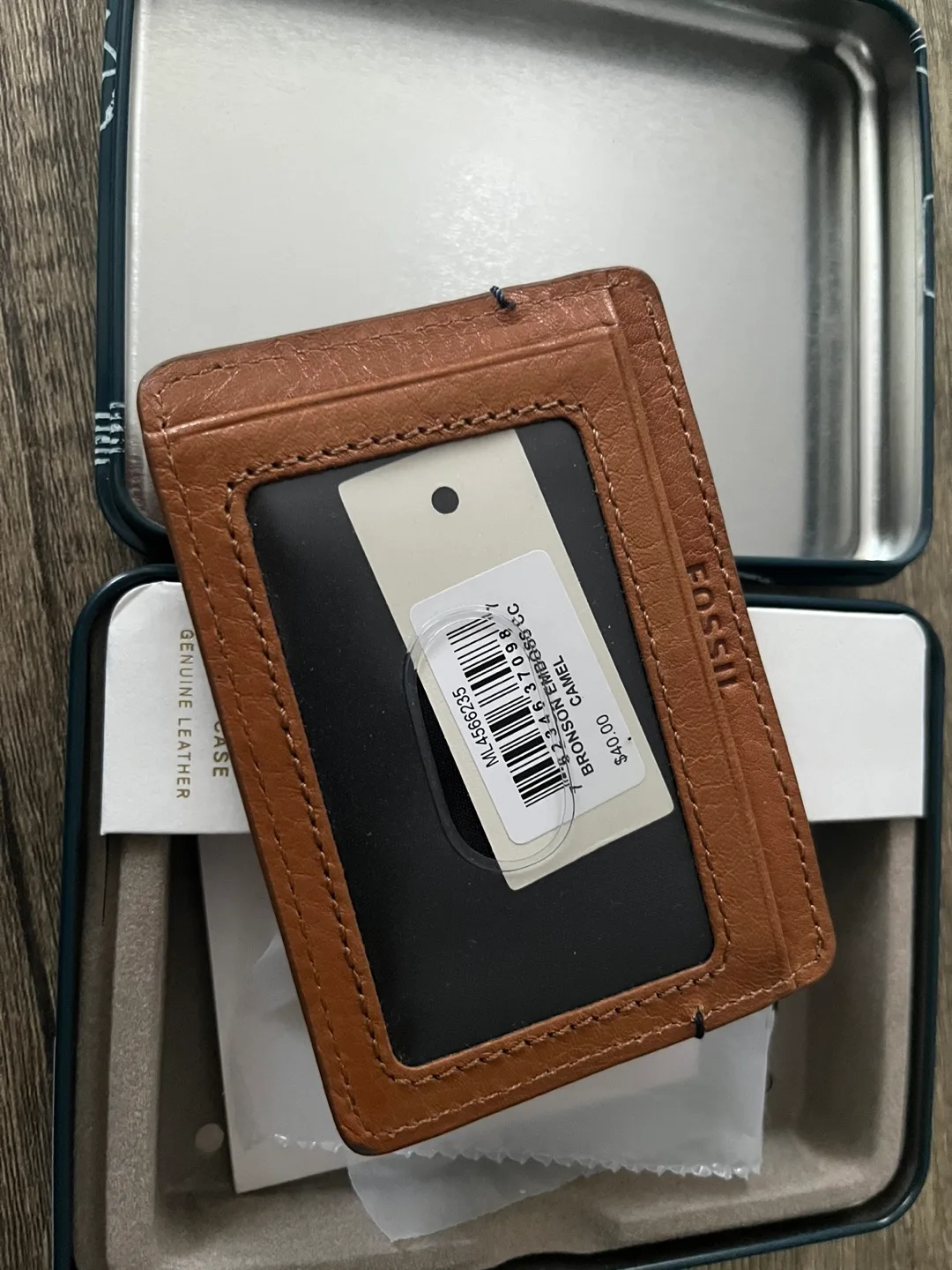 New Fossil Bronson Camel Leather Card Case image indicator(3)