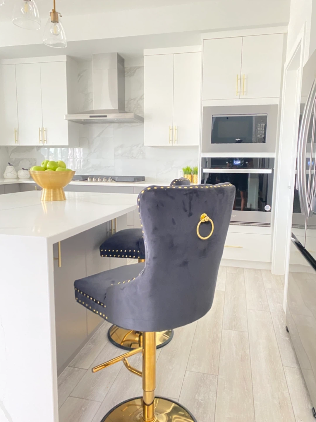 New Black Velvet & Gold Bar Stools (Set of 4) - photo 2