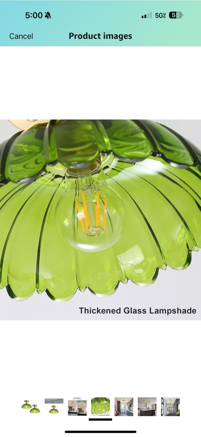 NEW Green Glass Ceiling Light Fixture - photo 4