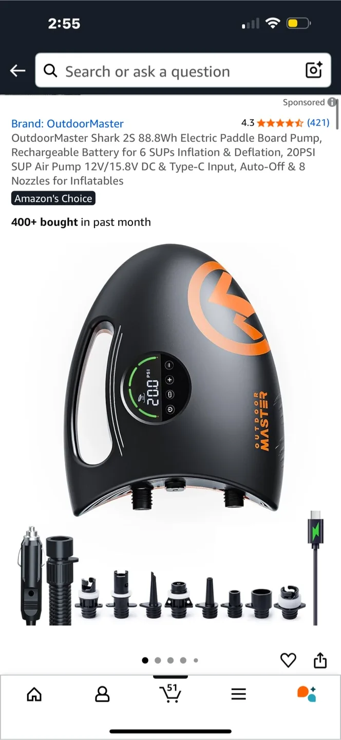 🥕 OutdoorMaster Shark 2S Electric Paddle Board Pump thumbnail