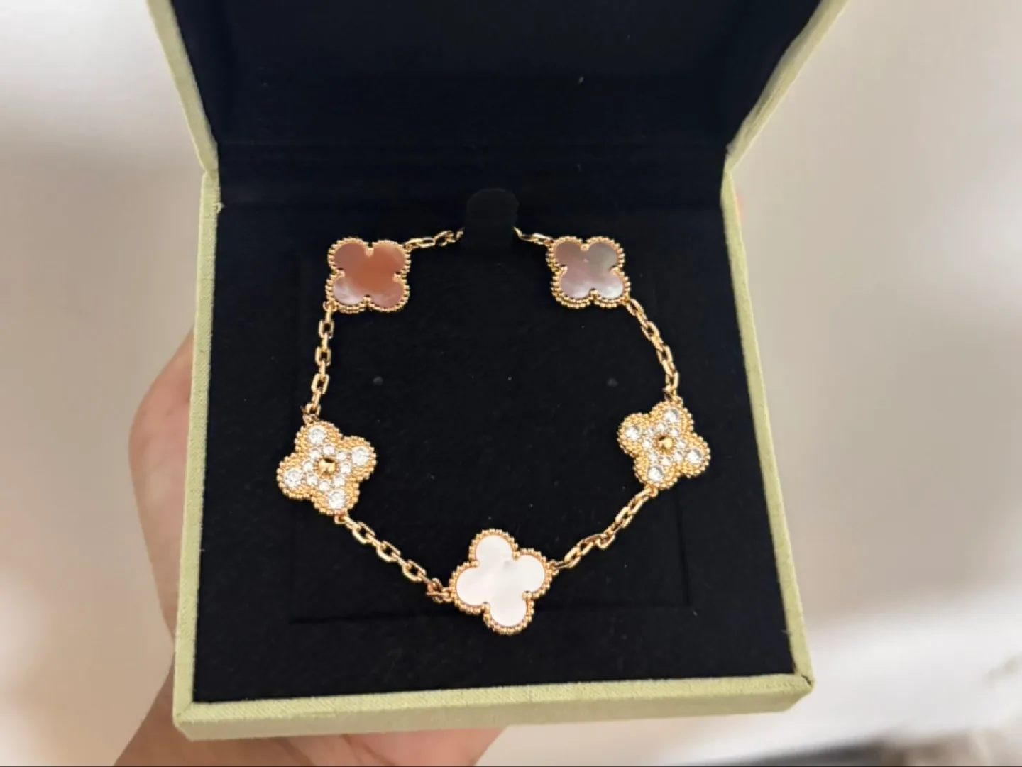 Rose gold filled clover bracelet image indicator(2)