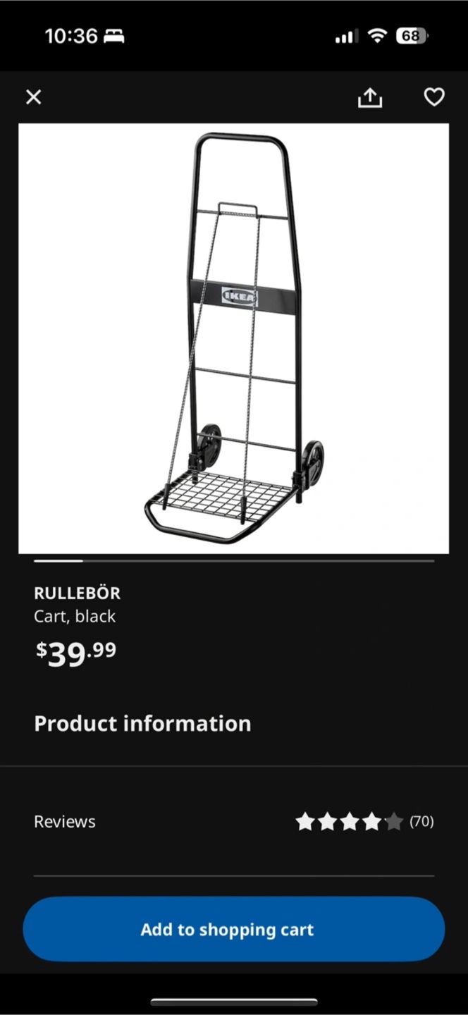 IKEA RULLEBÖR Cart, Black/foldable dolly - photo 2