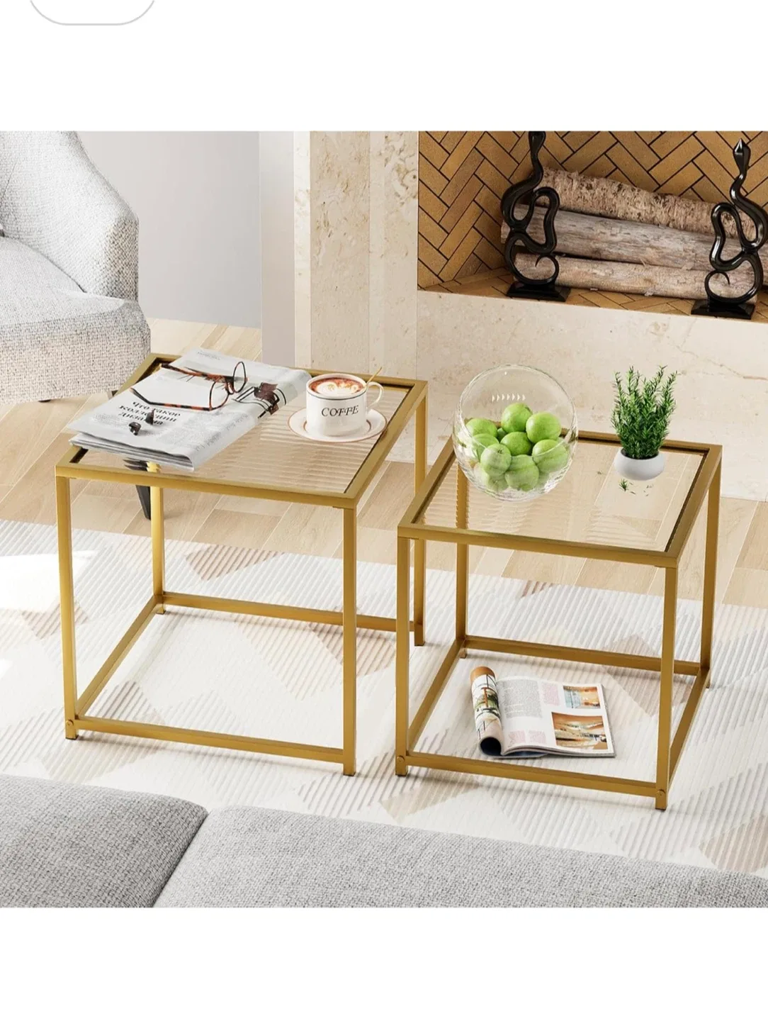 Gold Nesting Side Tables - Set of 2 thumbnail
