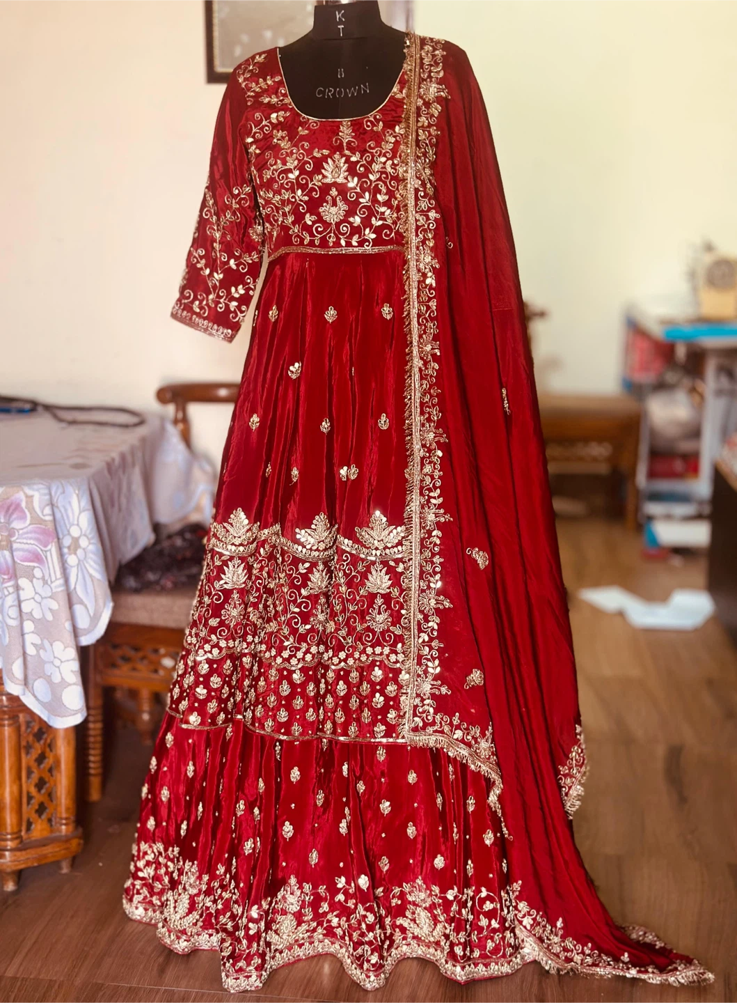 Red Embroidered Bridal/ party Lehnga
