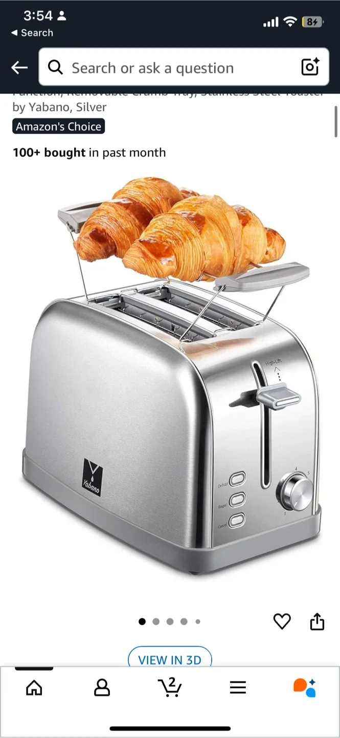 Yabano 2-Slice Toaster - Silver thumbnail