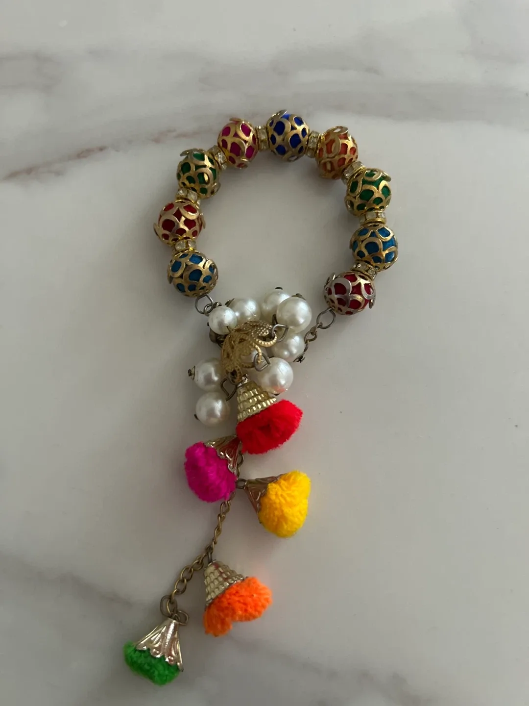 Colorful Beaded Bracelet with Tassels thumbnail