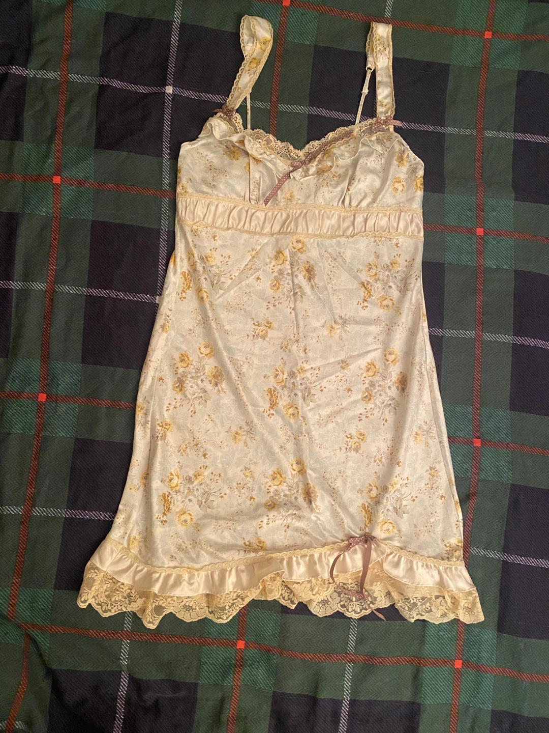 Floral Lace Trim Slip Dress