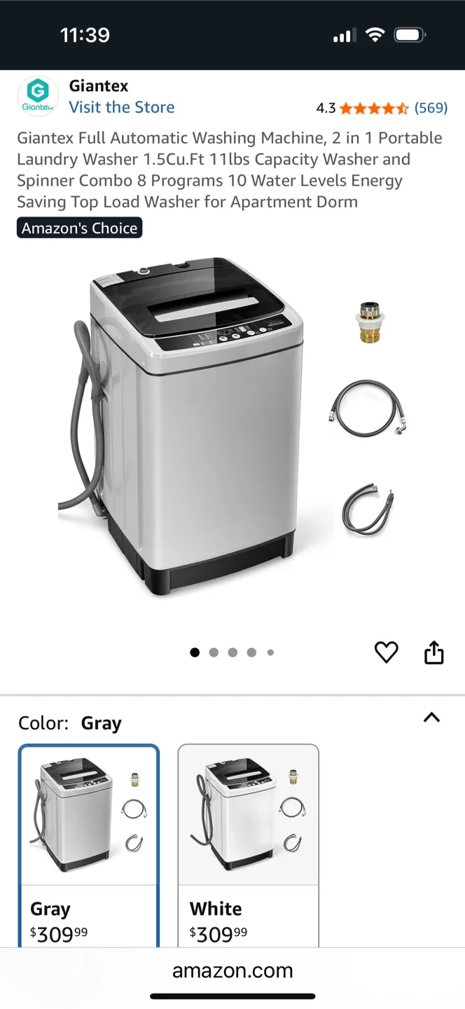 Giantex 2 in 1 Gray Portable Washing Machine image indicator(7)