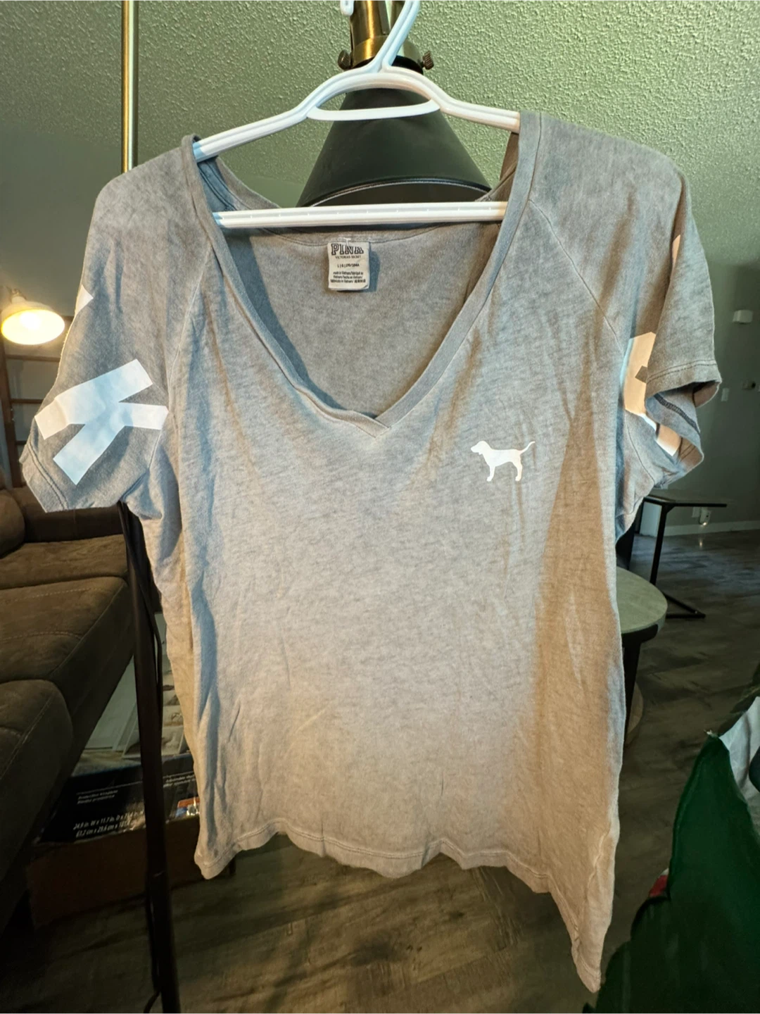 Victoria's Secret PINK Grey T-Shirt - Size Large