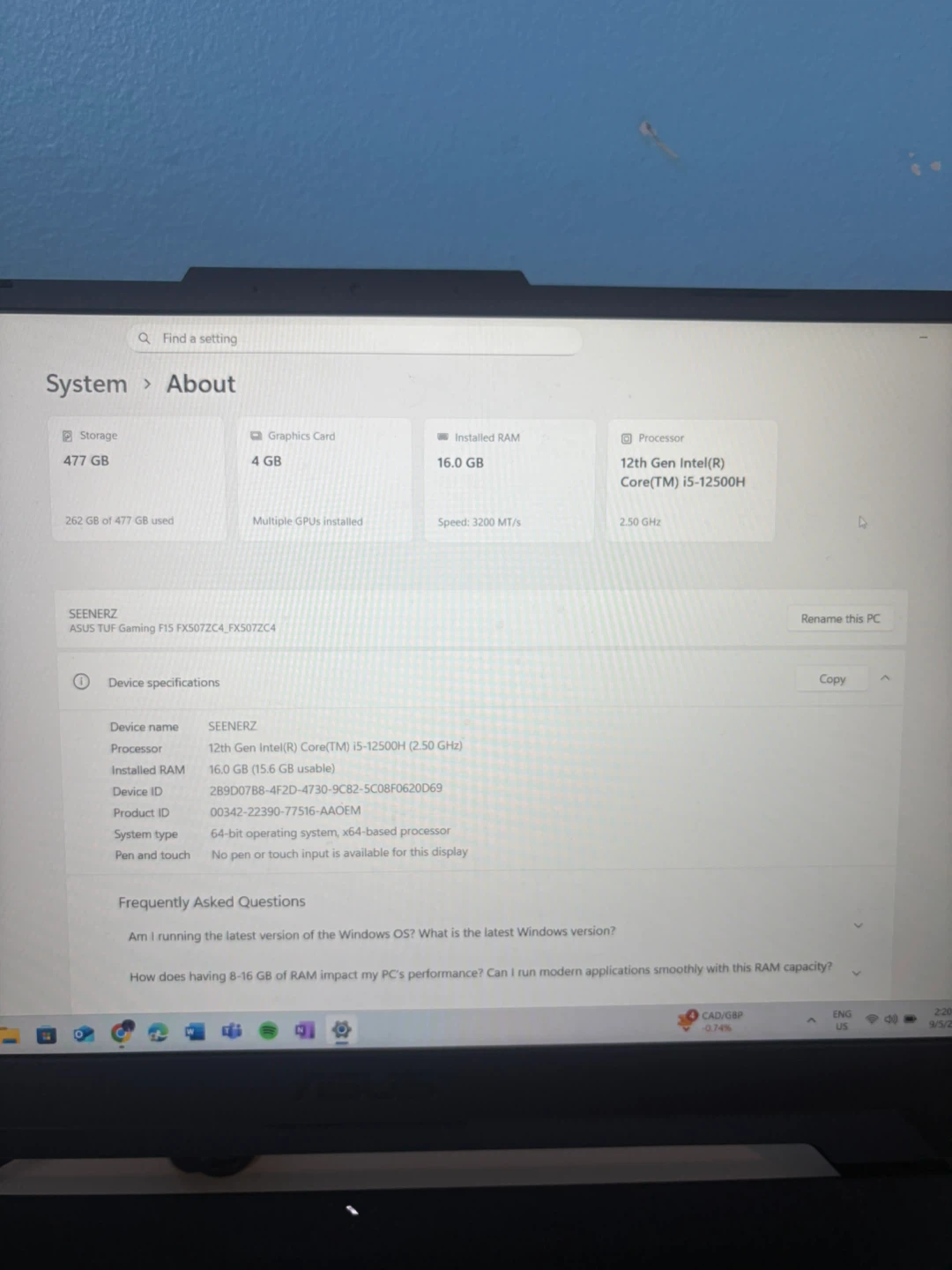 Asus TUF Gaming F15 Laptop - Intel Core i5, 16GB RAM - photo 5