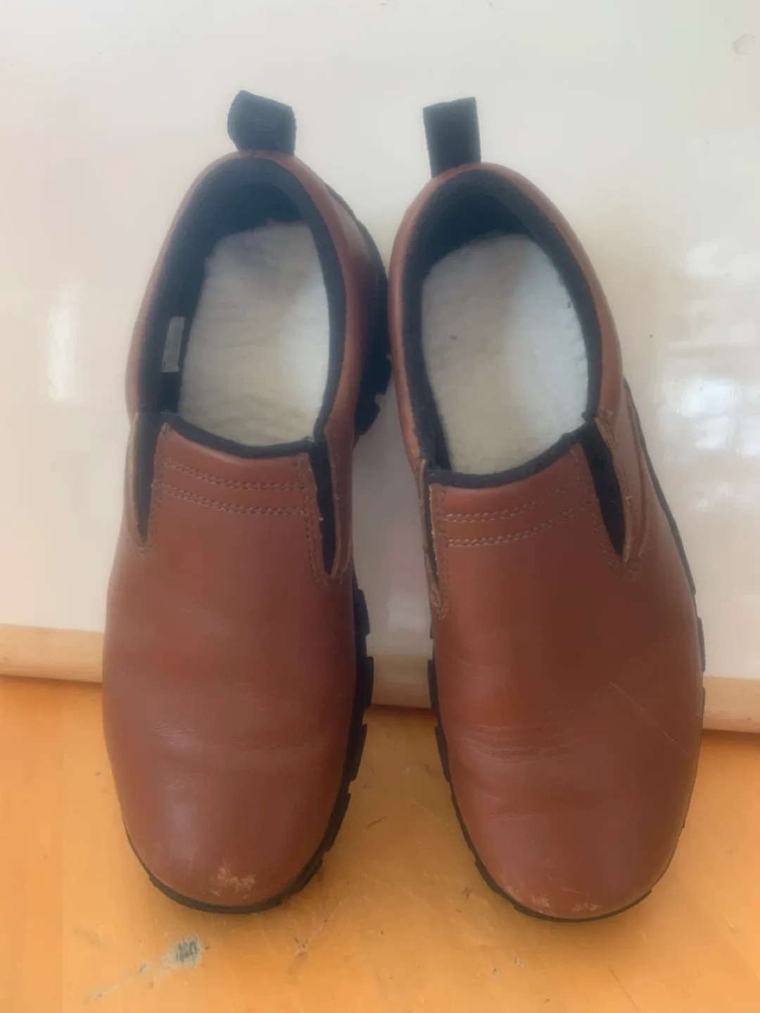 Lands' End Women’s Rust Colour Leather Slip-On Shoes thumbnail