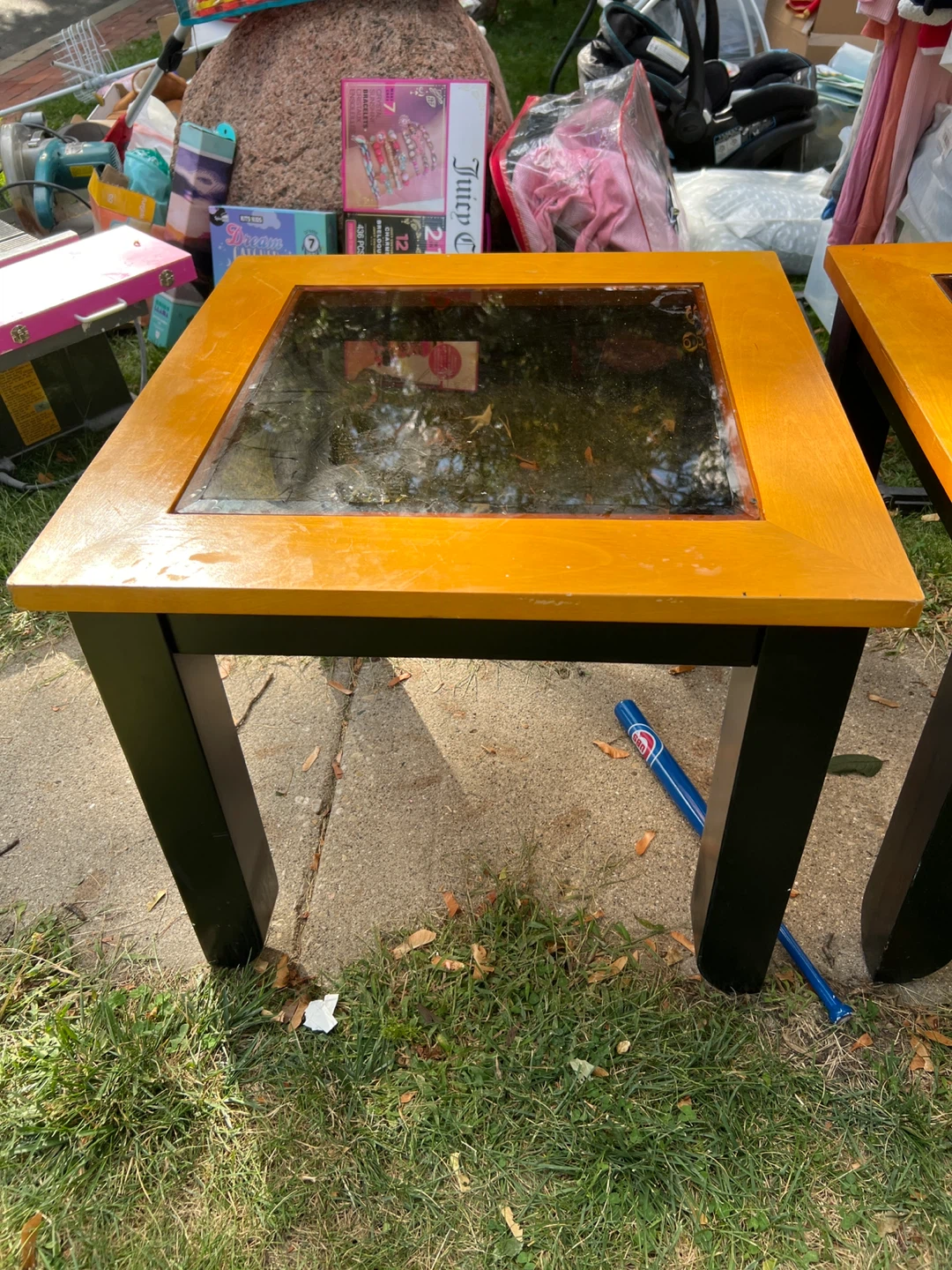 Square Glass Top End Table - photo 2