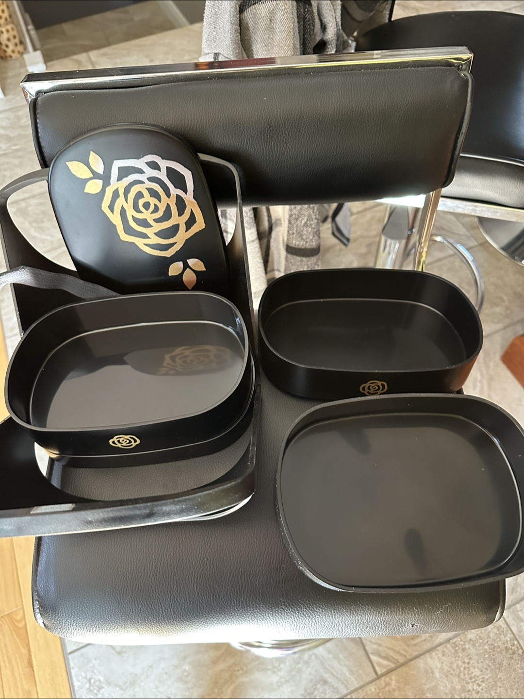 Black Bento Box with Floral Design - photo 3
