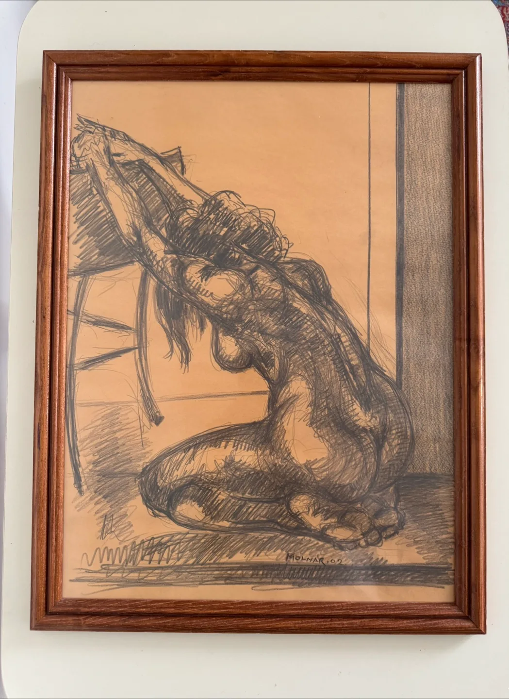 Framed Charcoal Pencil Sketch By Frank Molnar image indicator(3)