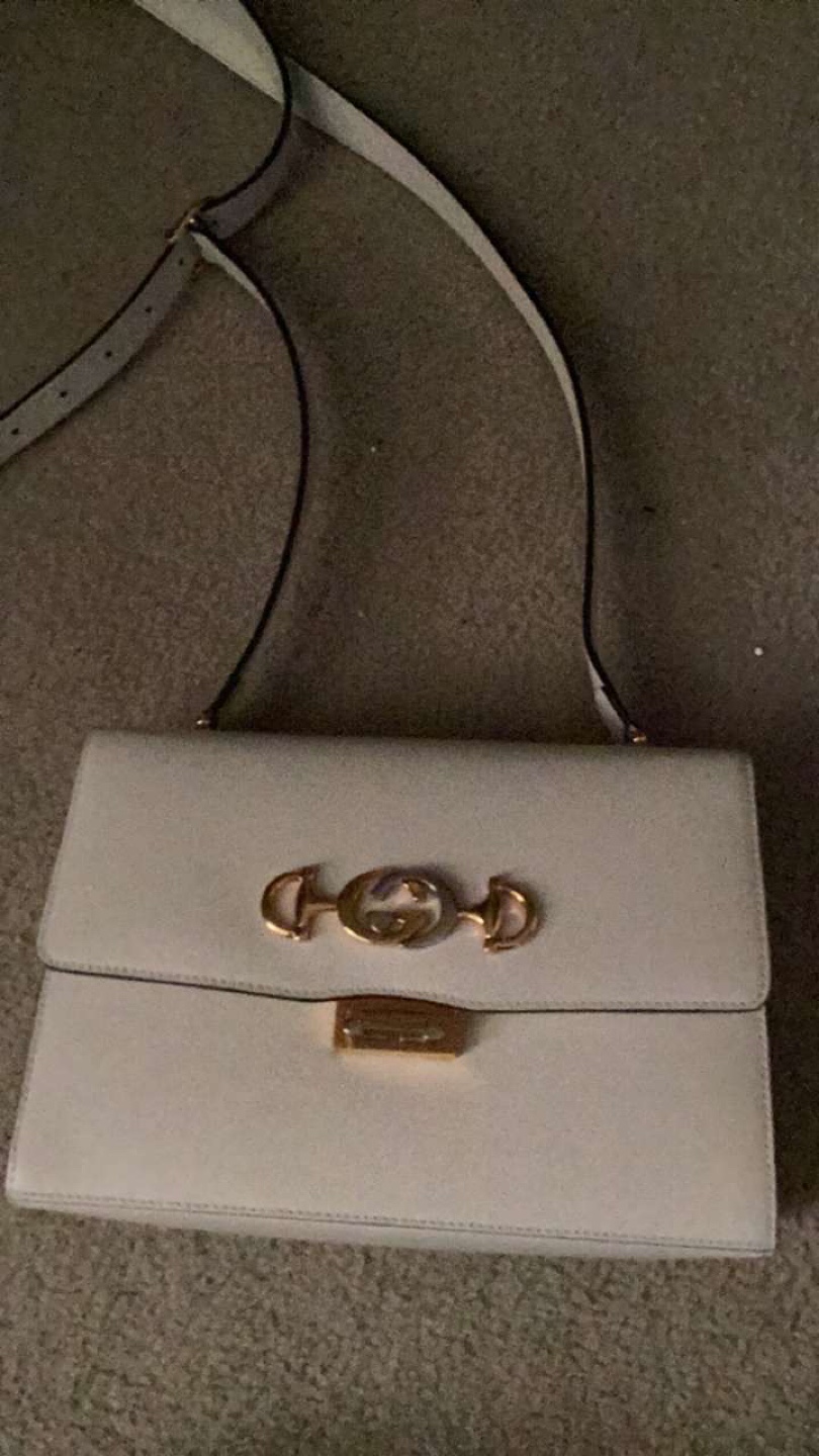 Gucci Zumi White Leather Shoulder Bag