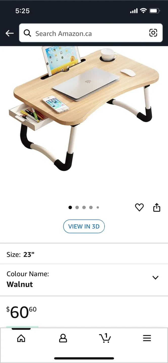 Laptop Bed Desk - Walnut, 23 inch