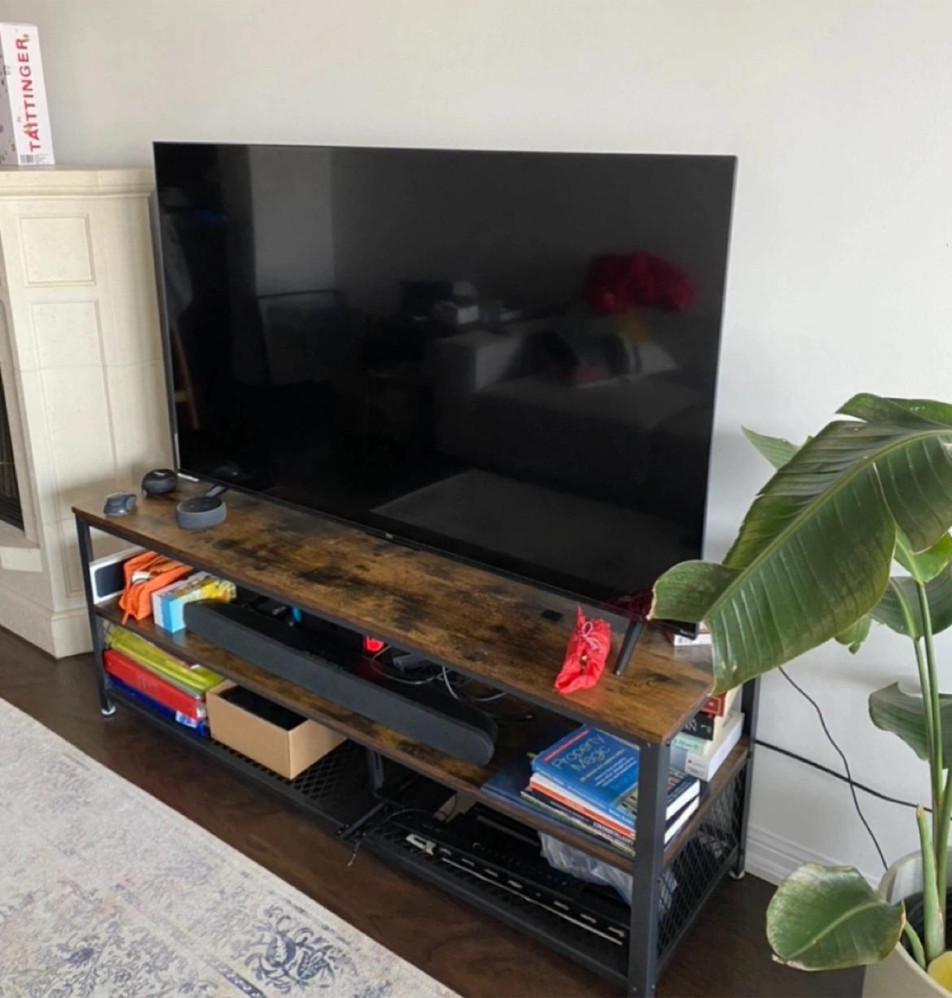Industrial TV Stand with Shelves