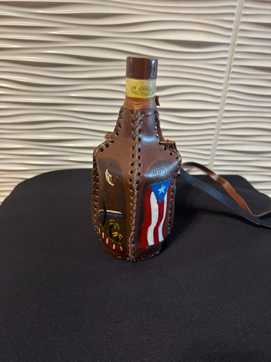 Vintage Leather Puerto Rican Bottle