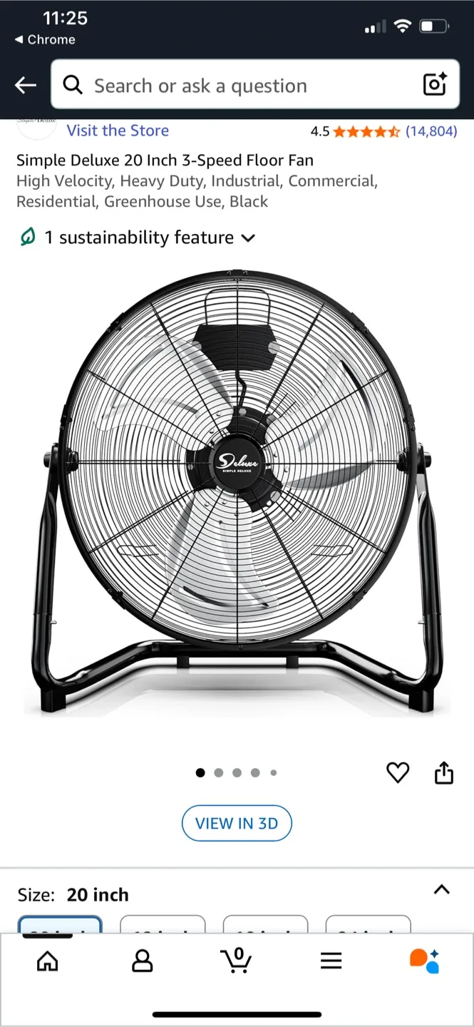 Simple Deluxe 20 Inch 3-Speed Floor Fan image indicator(4)