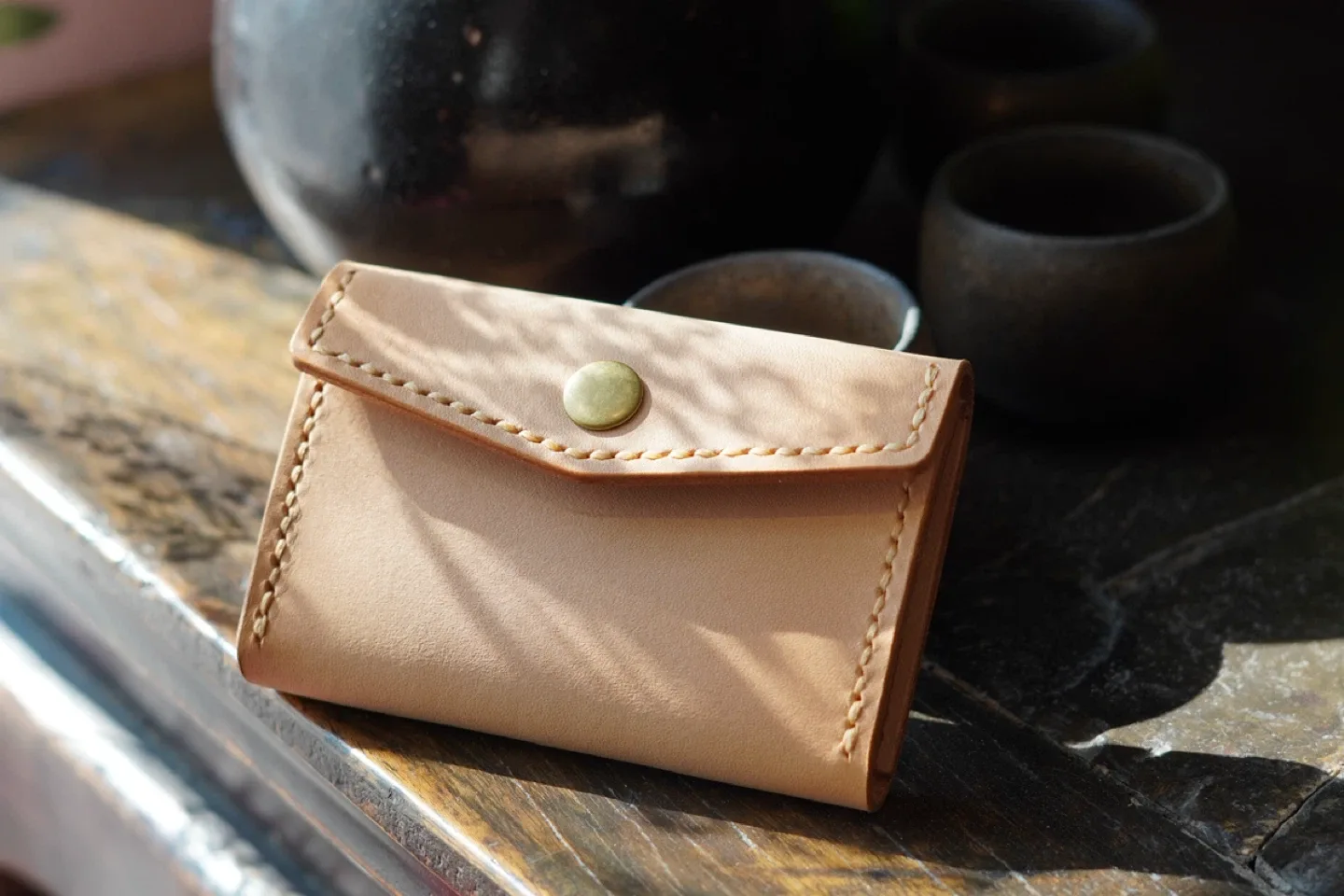 Handmade Leather Pouch, Pocket, Card Holder image indicator(4)