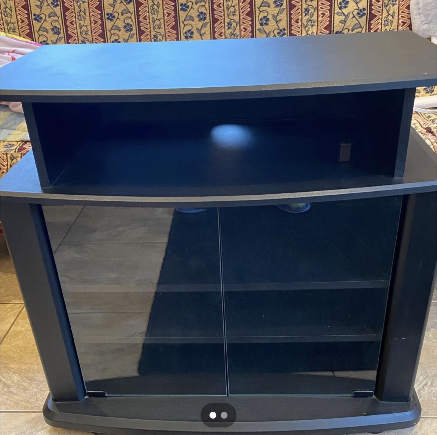 Black TV Stand with Glass Doors