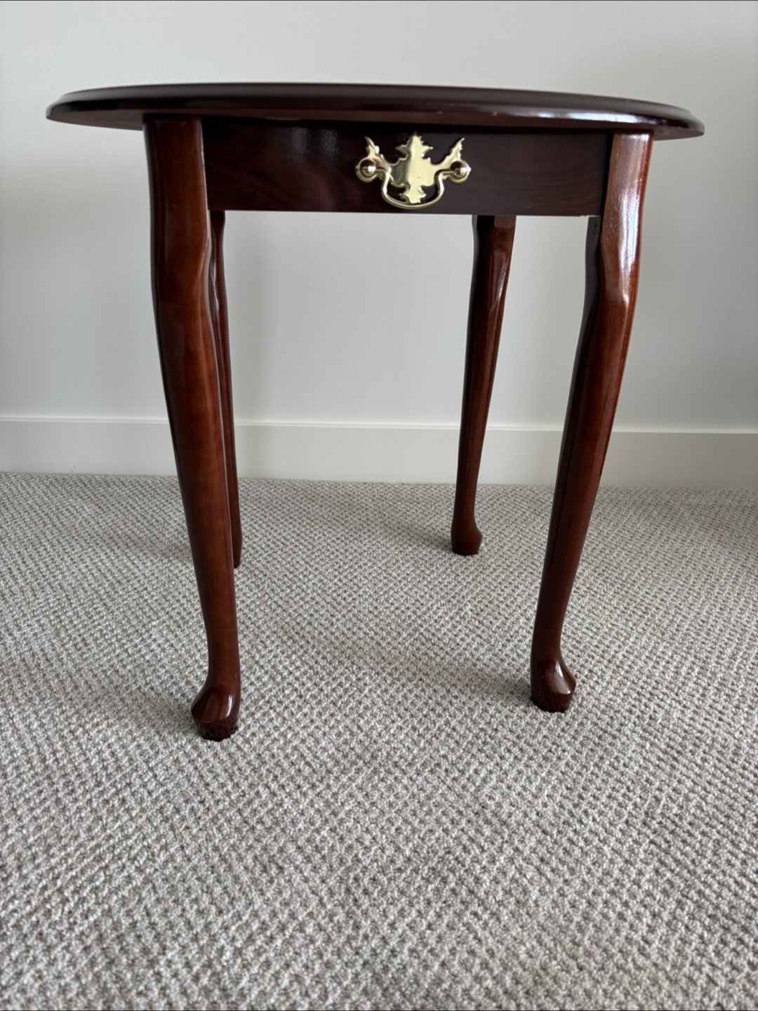 Dark Wood End Table with False Drawer