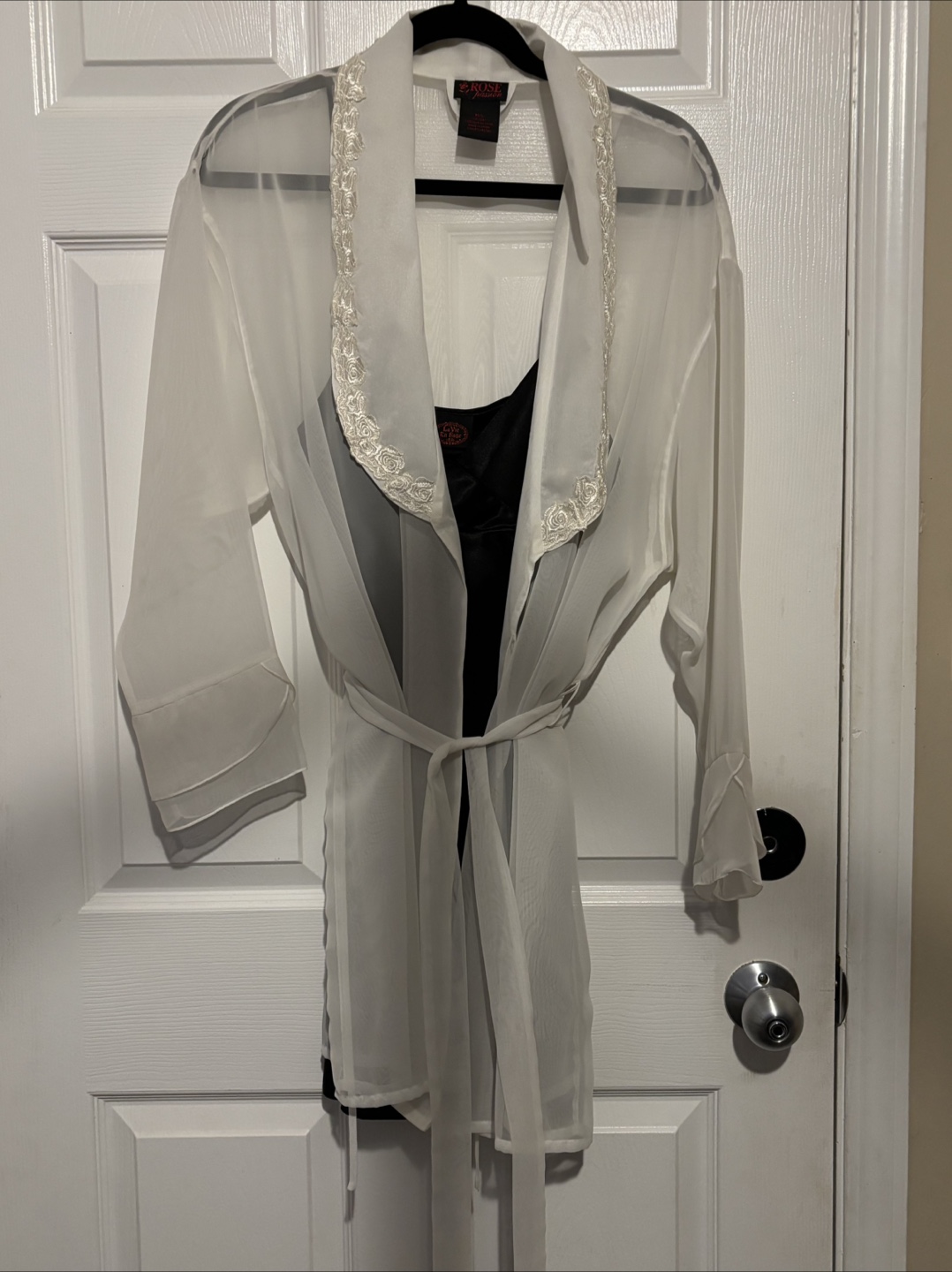Z Rose Black Slip Dress & White Robe Set - photo 3
