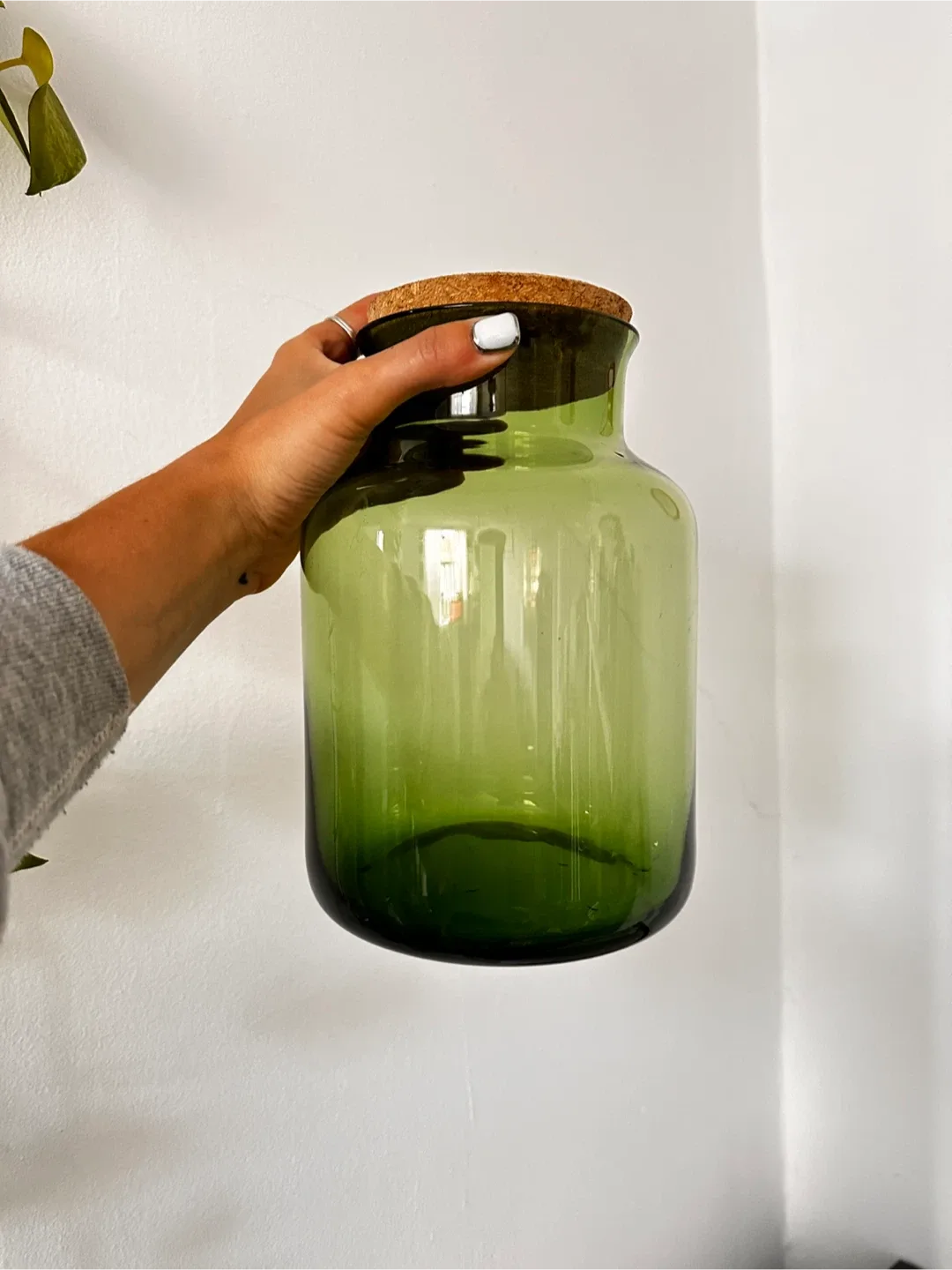 Green Glass Jars with Cork Lids - Set of 2 thumbnail