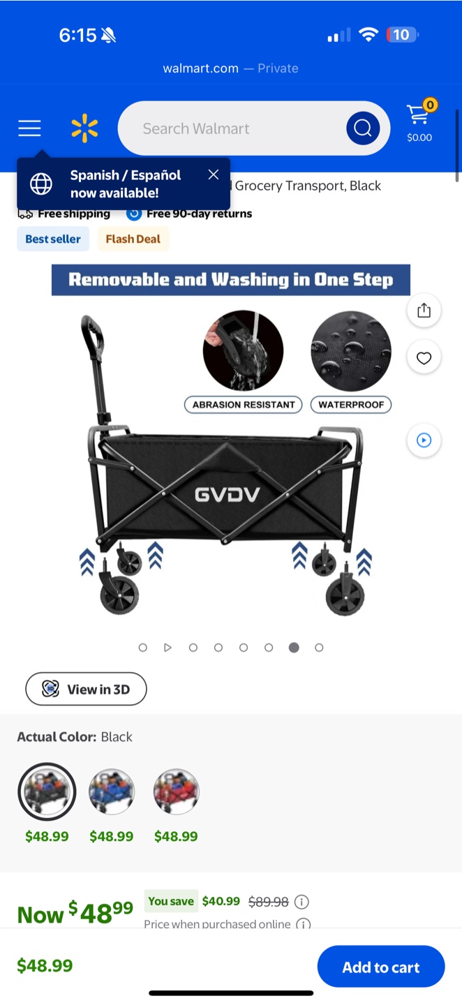 GVDV Folding Wagon Cart - Black