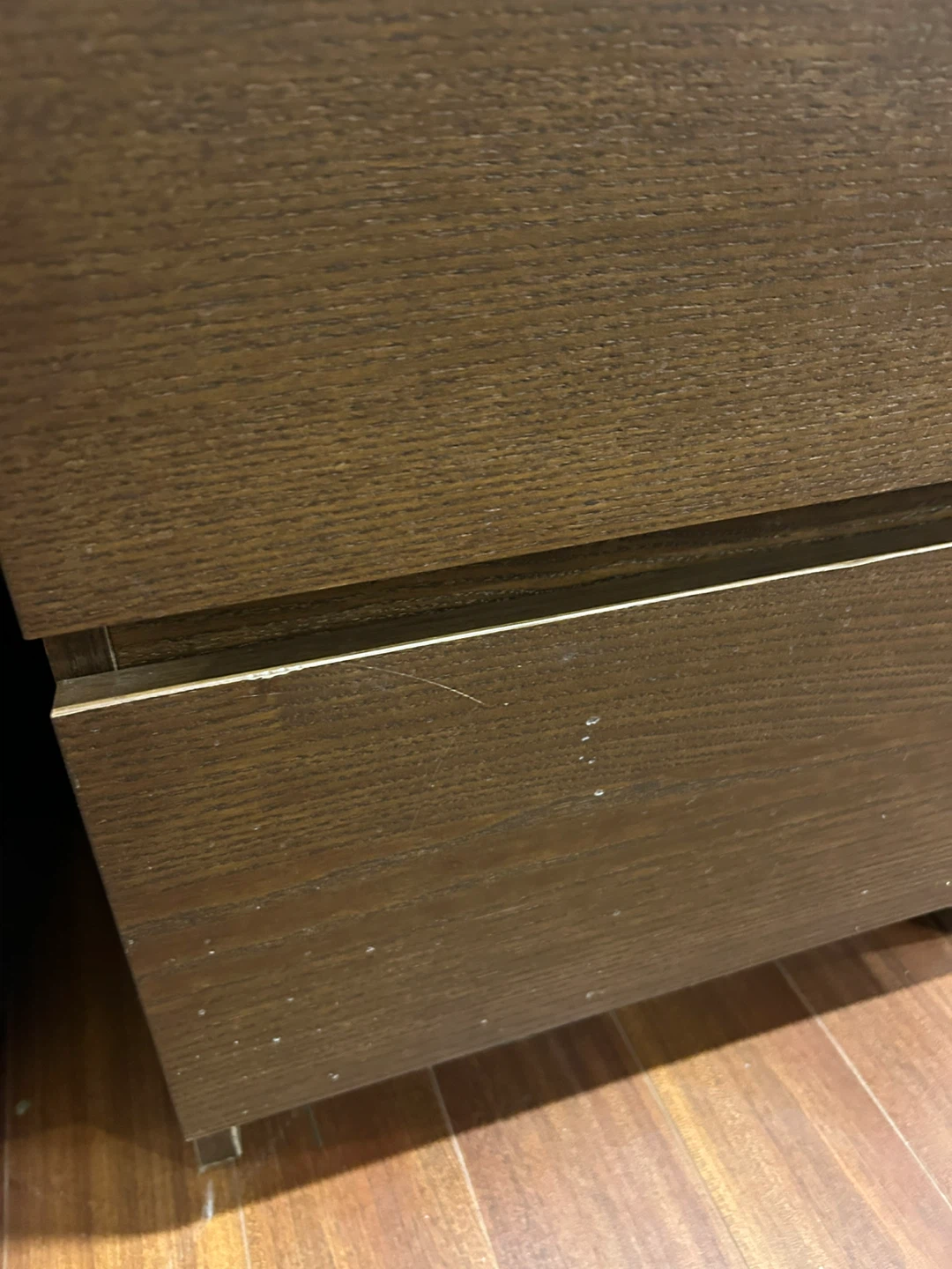 Brown Wood Nightstand with Drawer