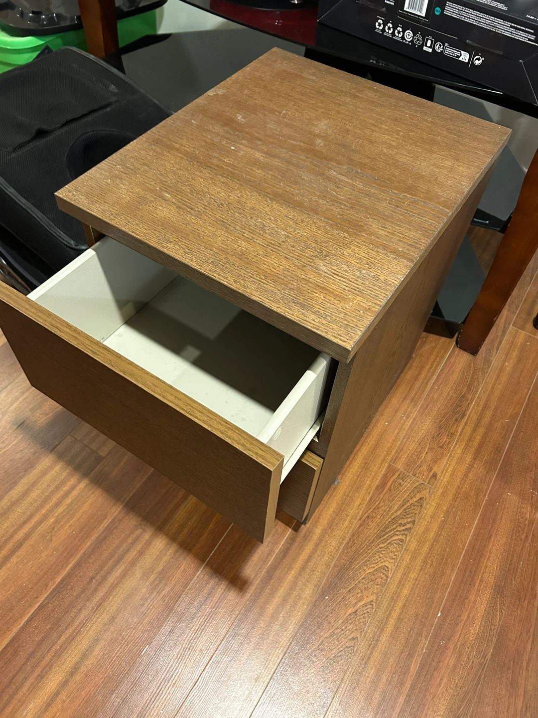 Brown Wood Nightstand with Drawer - photo 2