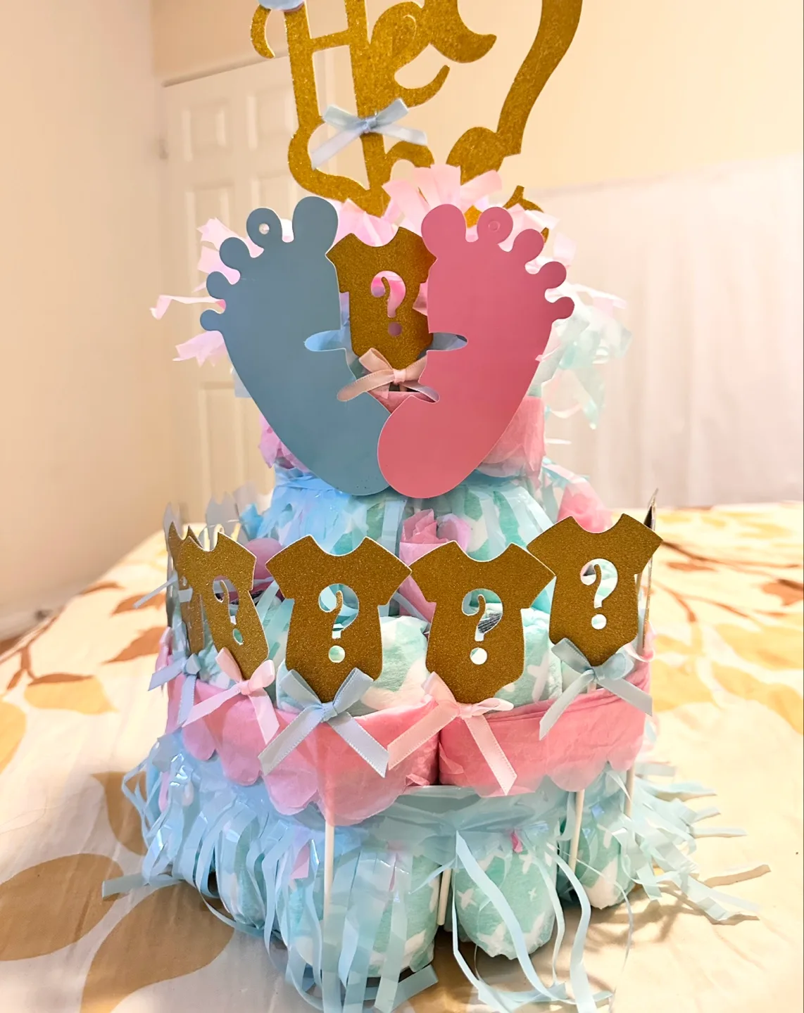 Gender reveal diaper cake show piece thumbnail